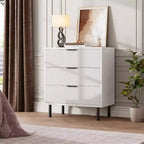 Acekool 3-Drawer Dresser, Modern Wavy Panel Storage Cabinet, Sturdy Bedroom Organizer for Living Room or Entryway