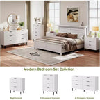 Acekool 3-Drawer Dresser, Modern Wavy Panel Storage Cabinet, Sturdy Bedroom Organizer for Living Room or Entryway
