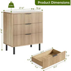 Acekool 3-Drawer Dresser, Modern Wavy Panel Storage Cabinet, Sturdy Bedroom Organizer for Living Room or Entryway