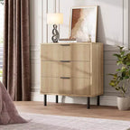 Acekool 3-Drawer Dresser, Modern Wavy Panel Storage Cabinet, Sturdy Bedroom Organizer for Living Room or Entryway