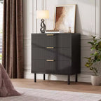 Acekool 3-Drawer Dresser, Modern Wavy Panel Storage Cabinet, Sturdy Bedroom Organizer for Living Room or Entryway