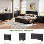 Acekool 3-Drawer Dresser, Modern Wavy Panel Storage Cabinet, Sturdy Bedroom Organizer for Living Room or Entryway