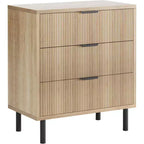 Acekool 3-Drawer Dresser, Modern Wavy Panel Storage Cabinet, Sturdy Bedroom Organizer for Living Room or Entryway