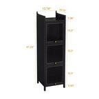 MAYEERTY Meuble à trois niveaux avec porte en verre et quatre niveaux de rangement pour salon, salle de bain, vert