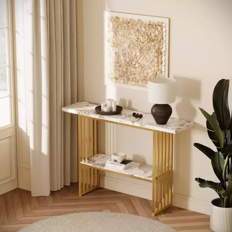 GDFStudio Betsy Modern 47 Luxury Console Table with Storage Shelf