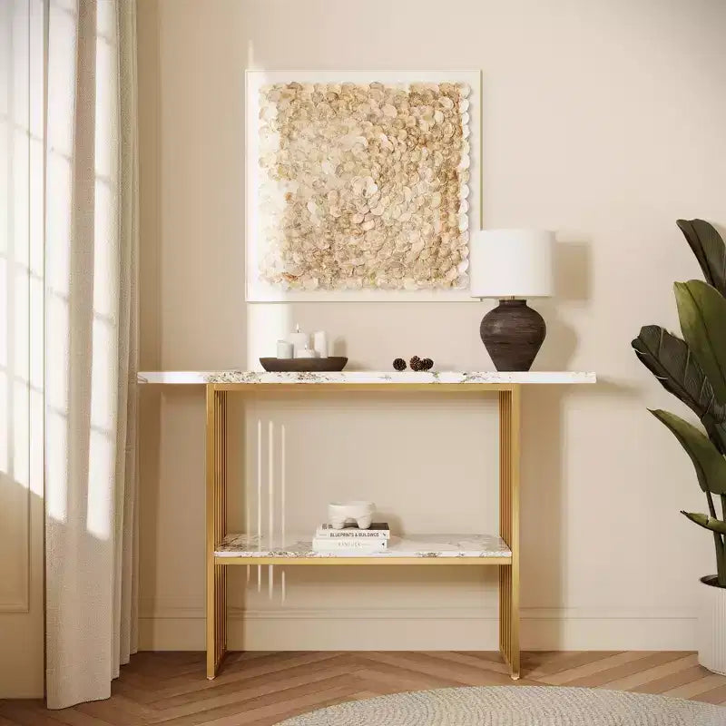 GDFStudio Betsy Modern 47 Luxury Console Table with Storage Shelf