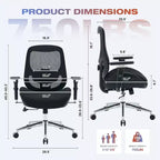 BALHAM TRADE - Chaise de bureau robuste Design ergonomique Coussin d'assise large et épais Support lombaire réglable