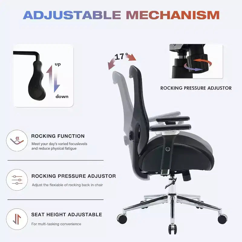 BALHAM TRADE - Chaise de bureau robuste Design ergonomique Coussin d'assise large et épais Support lombaire réglable