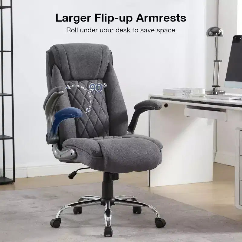 BALHAM TRADE-Chaise de bureau en tissu 400 lbs, dossier haut, chaise de bureau informatique de direction avec accoudoirs relevables