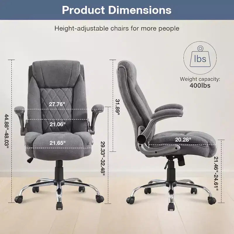 BALHAM TRADE-Chaise de bureau en tissu 400 lbs, dossier haut, chaise de bureau informatique de direction avec accoudoirs relevables