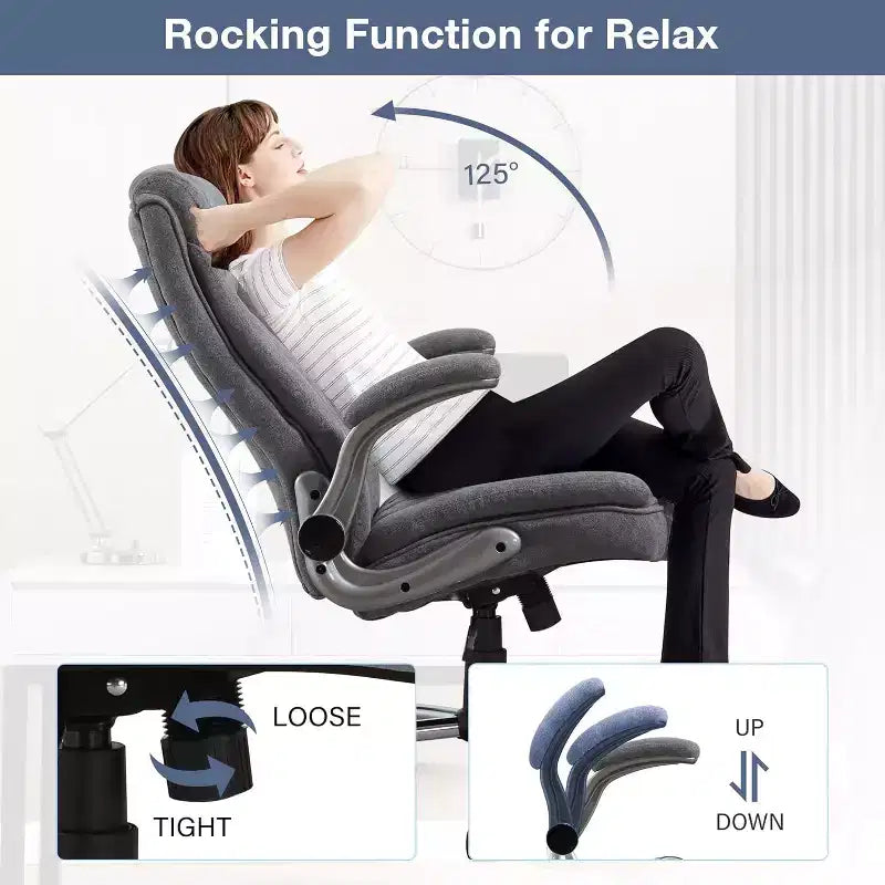 BALHAM TRADE-Chaise de bureau en tissu 400 lbs, dossier haut, chaise de bureau informatique de direction avec accoudoirs relevables