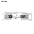 MAYEERTY Gray Unique Shape TV Stand, LED Illuminated Glass Shelf Media Console for 88 TVs