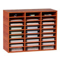27-Compartment Literature Organizer with Adjustable Shelves Wood Mail Center