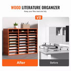 27-Compartment Literature Organizer with Adjustable Shelves Wood Mail Center