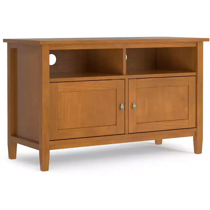 Norfolk 42 inch Wide Solid Wood Transitional TV Stand in Light Golden Brown For TVs up to 43 inches