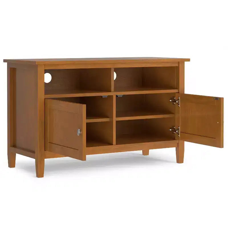 Norfolk 42 inch Wide Solid Wood Transitional TV Stand in Light Golden Brown For TVs up to 43 inches