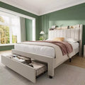 Acekool Twin Upholstered Bed Frame with Storage Headboard, Drawer & Charging Station, for Bedroom, No Box Spring Needed