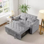 MooxvMoo 3 in 1 Sleeper Sofa Bed,Convertible Pull Out Couch with Small Table,USB and Type-C Ports,Loveseat Sleeper Bed with Side Pockets,Grey