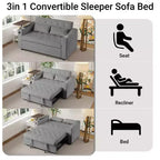 MooxvMoo 3 in 1 Sleeper Sofa Bed,Convertible Pull Out Couch with Small Table,USB and Type-C Ports,Loveseat Sleeper Bed with Side Pockets,Grey