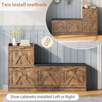 Shoe Cabinet with Bench, 4 Flip Drawers Entryway Shoe Storage Organizer with Comfort Cushioned Seat, Freestanding Shoe Rack Bench for Foyer Hallway