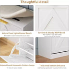 Shoe Cabinet with Bench, 4 Flip Drawers Entryway Shoe Storage Organizer with Comfort Cushioned Seat, Freestanding Shoe Rack Bench for Foyer Hallway