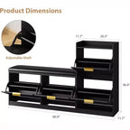 Shoe Cabinet with Bench, 4 Flip Drawers Entryway Shoe Storage Organizer with Comfort Cushioned Seat, Freestanding Shoe Rack Bench for Foyer Hallway
