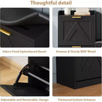 Shoe Cabinet with Bench, 4 Flip Drawers Entryway Shoe Storage Organizer with Comfort Cushioned Seat, Freestanding Shoe Rack Bench for Foyer Hallway