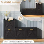 Shoe Cabinet with Bench, 4 Flip Drawers Entryway Shoe Storage Organizer with Comfort Cushioned Seat, Freestanding Shoe Rack Bench for Foyer Hallway