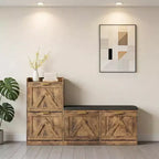 Shoe Cabinet with Bench, 4 Flip Drawers Entryway Shoe Storage Organizer with Comfort Cushioned Seat, Freestanding Shoe Rack Bench for Foyer Hallway
