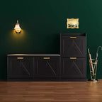 Shoe Cabinet with Bench, 4 Flip Drawers Entryway Shoe Storage Organizer with Comfort Cushioned Seat, Freestanding Shoe Rack Bench for Foyer Hallway