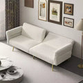 MooxvMoo Futon Sofa Bed, Convertible Futon Couch Bed with Adjustable Backrest, 2 Pillows, Corduroy Loveseat Futon for Small Spaces, Living Room,White