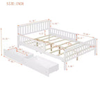 MAYEERTY Full Size Wood Platform Bed with Guardrails on Both Sides and Two Storage Drawers White
