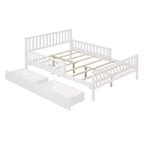 MAYEERTY Full Size Wood Platform Bed with Guardrails on Both Sides and Two Storage Drawers White