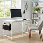 Bureau d'ordinateur Karl Home 47.2 pour bureau à domicile - Bureau d'étude avec rangement, crochets latéraux et pieds réglables