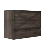 MAYEERTY Lit escamotable de taille standard avec cadre de ferme et tiroir de rangement spacieux, pour chambre à coucher, gris rustique