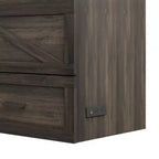 MAYEERTY Lit escamotable de taille standard avec cadre de ferme et tiroir de rangement spacieux, pour chambre à coucher, gris rustique