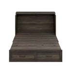 MAYEERTY Lit escamotable de taille standard avec cadre de ferme et tiroir de rangement spacieux, pour chambre à coucher, gris rustique