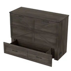 MAYEERTY Lit escamotable de taille standard avec cadre de ferme et tiroir de rangement spacieux, pour chambre à coucher, gris rustique