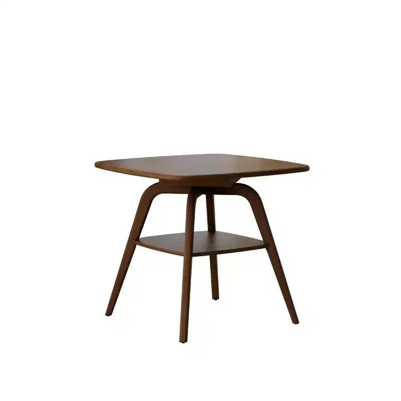 Mid-Century Modern Square Wooden Dining Table with Storage Shelf, Solid Wood Legs Small Dining Room Table or Coffee Table-Panipeachy