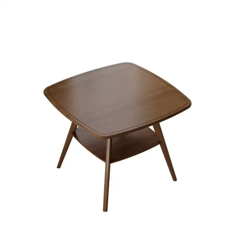 Mid-Century Modern Square Wooden Dining Table with Storage Shelf, Solid Wood Legs Small Dining Room Table or Coffee Table-Panipeachy