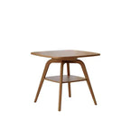 Mid-Century Modern Square Wooden Dining Table with Storage Shelf, Solid Wood Legs Small Dining Room Table or Coffee Table-Panipeachy