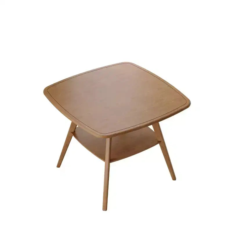 Mid-Century Modern Square Wooden Dining Table with Storage Shelf, Solid Wood Legs Small Dining Room Table or Coffee Table-Panipeachy
