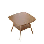 Mid-Century Modern Square Wooden Dining Table with Storage Shelf, Solid Wood Legs Small Dining Room Table or Coffee Table-Panipeachy