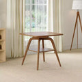 Mid-Century Modern Square Wooden Dining Table with Storage Shelf, Solid Wood Legs Small Dining Room Table or Coffee Table-Panipeachy