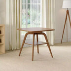Mid-Century Modern Square Wooden Dining Table with Storage Shelf, Solid Wood Legs Small Dining Room Table or Coffee Table-Panipeachy