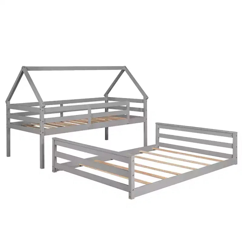 Lit superposé Luxystar avec échelle, lit supérieur double et lit inférieur double, séparable en 2 lits