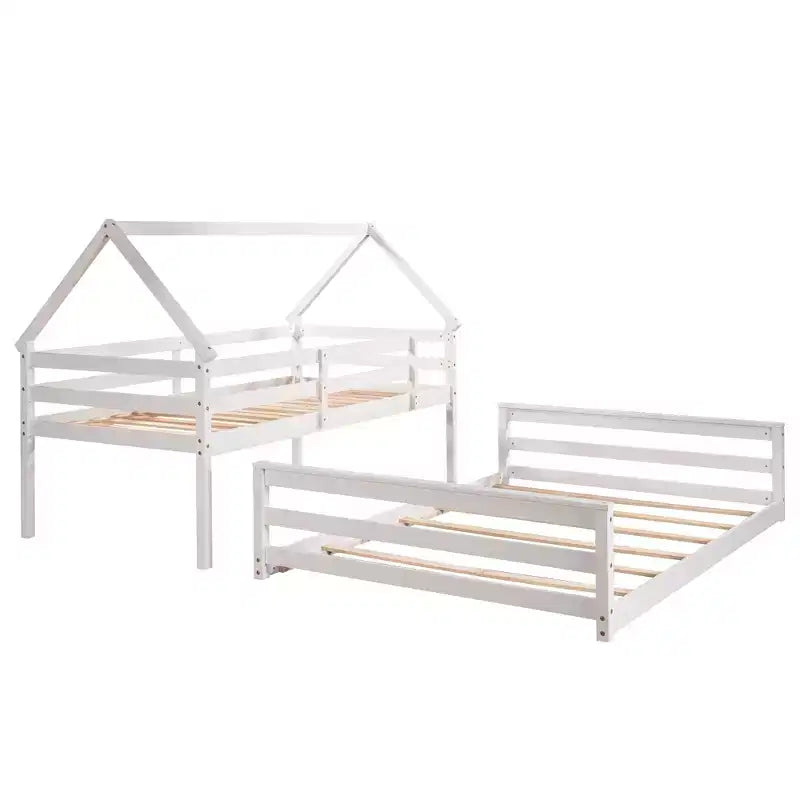 Lit superposé Luxystar avec échelle, lit supérieur double et lit inférieur double, séparable en 2 lits