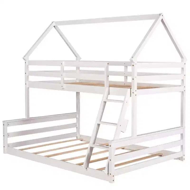 Lit superposé Luxystar avec échelle, lit supérieur double et lit inférieur double, séparable en 2 lits