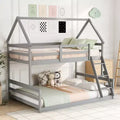 Luxystar Twin over Full House Bunk Bed with Ladder, Detachable into 2 Beds