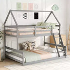 Luxystar Twin over Full House Bunk Bed with Ladder, Detachable into 2 Beds